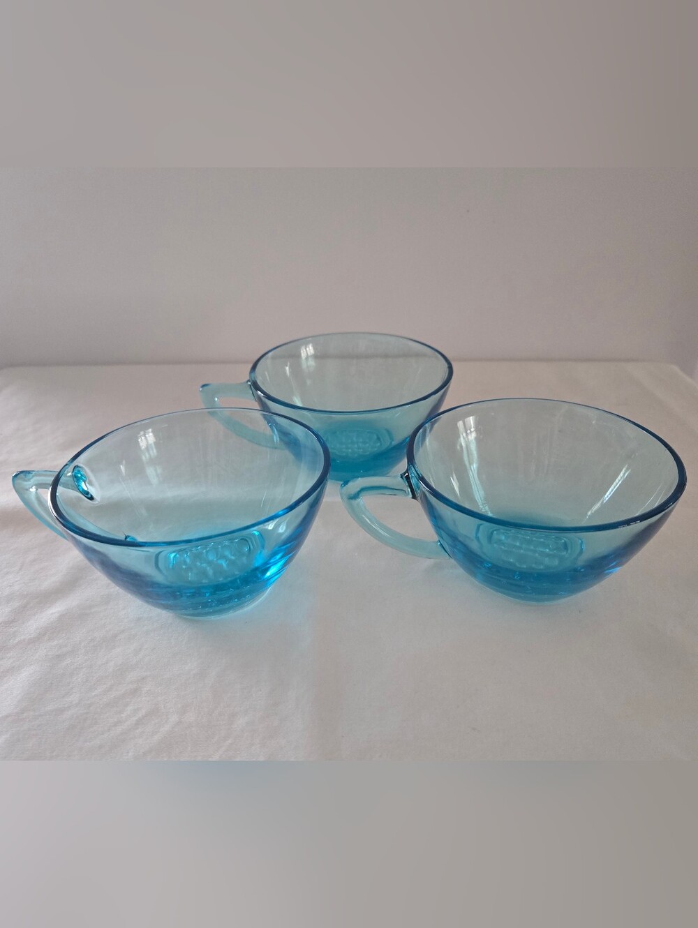 Vintage Hazel Atlas Capri Hobnail Blue Coffee Or Tea Glasses - Set of 3